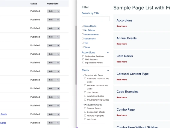 Page categories relation to display of exposed filters