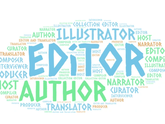 Word cloud with several author roles