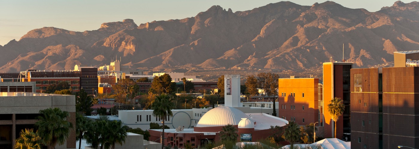 Photo of campus with mountains in background