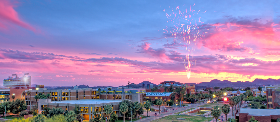 Arizona-Campus-Fireworks_Sunset