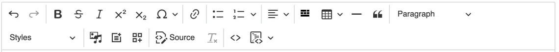 A screenshot of the new editor toolbar