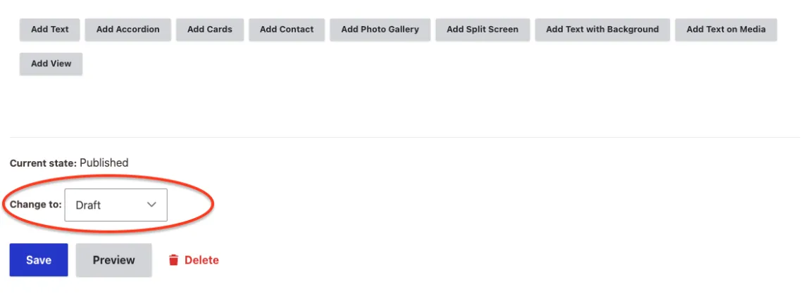 Change published state to draft