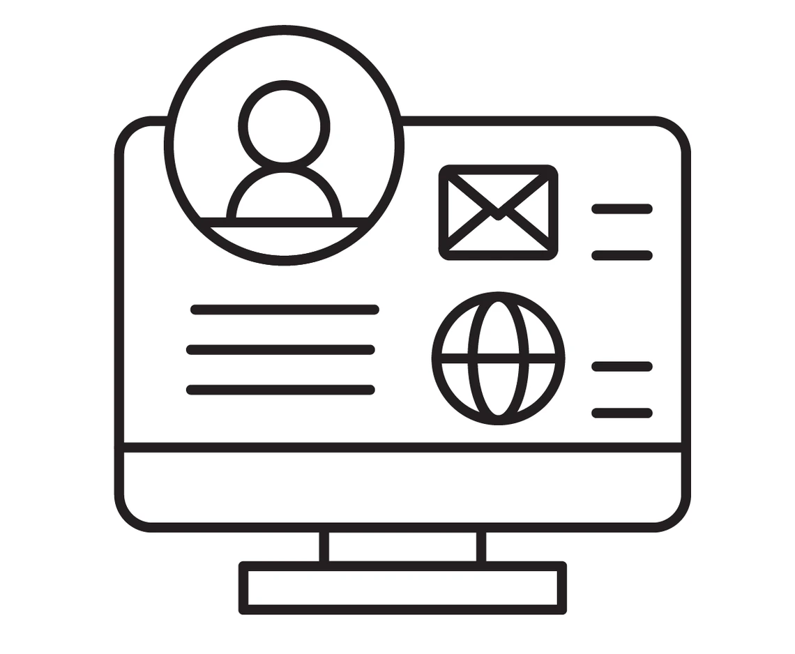 illustration showing computer and profile information on the screen