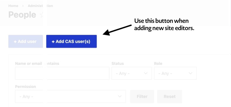 When adding a new user, use the "+ Add CAS User" button.