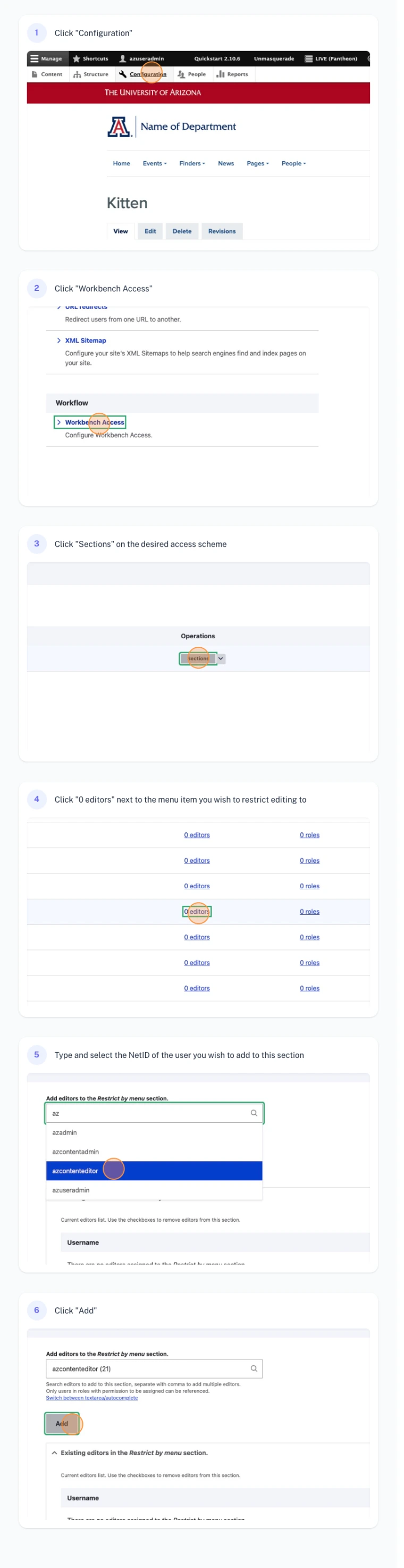 How to Add Editors to Workbench Access Sections