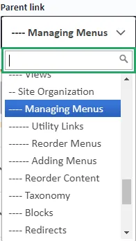 Menu dropdown