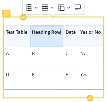 example of editing a table