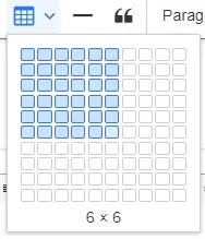 inserting a table example