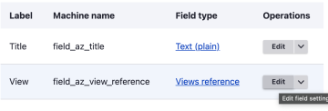 Add the custom view through the field field_az_views_reference